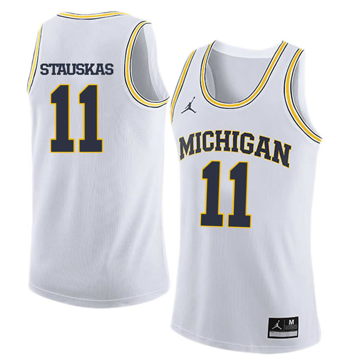 University of Michigan #11 Nik Stauskas White College Basketball Jersey